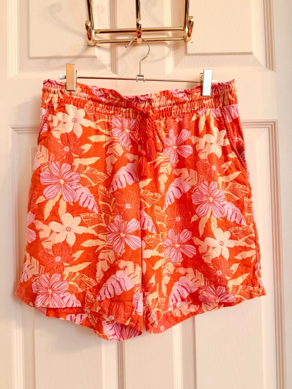 Orange linen island collection shorts